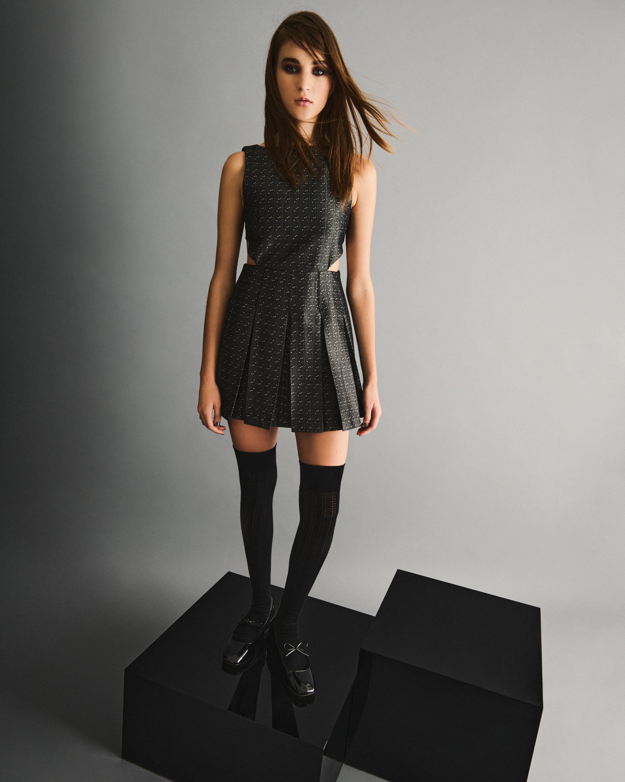 VESTIDO TABLEADO METÁLICO