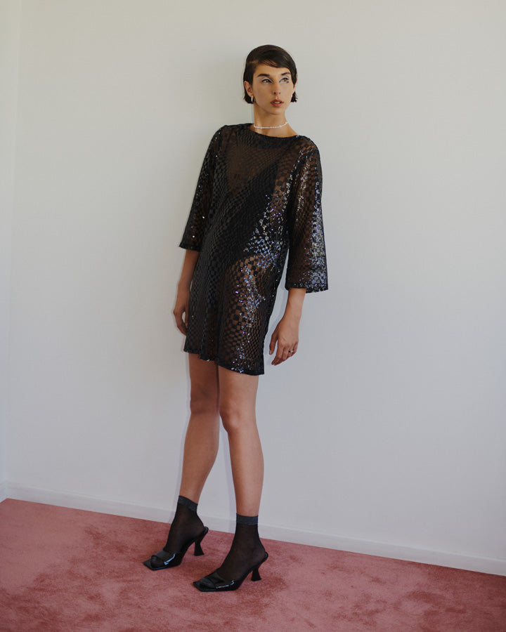 Vestido Cleo lentejuelas checkerboard