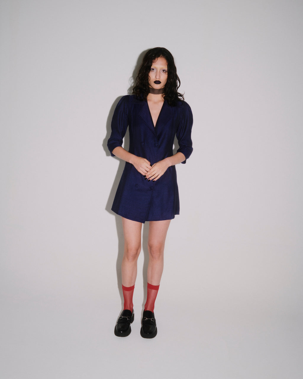 Vestido Patti checkerboard azul-negro