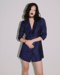Vestido Patti checkerboard azul-negro