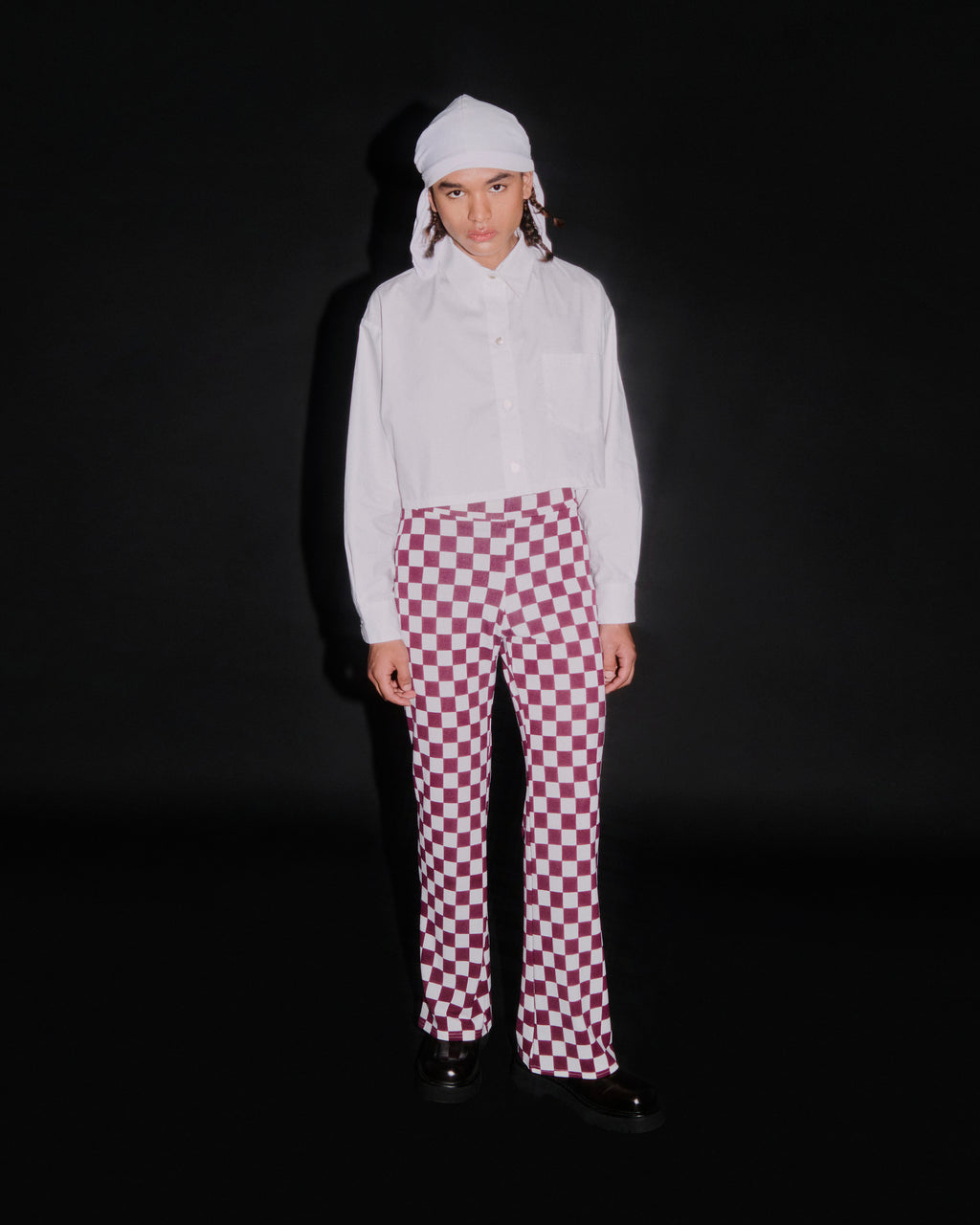 Pantalón Begonia checkerboard burdeo