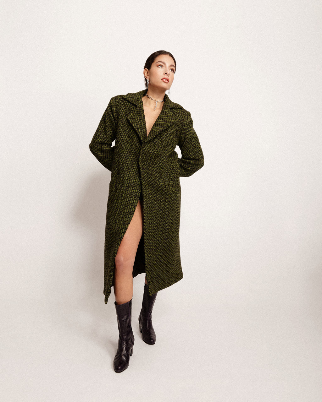 Abrigo Rosie paño de lana verde