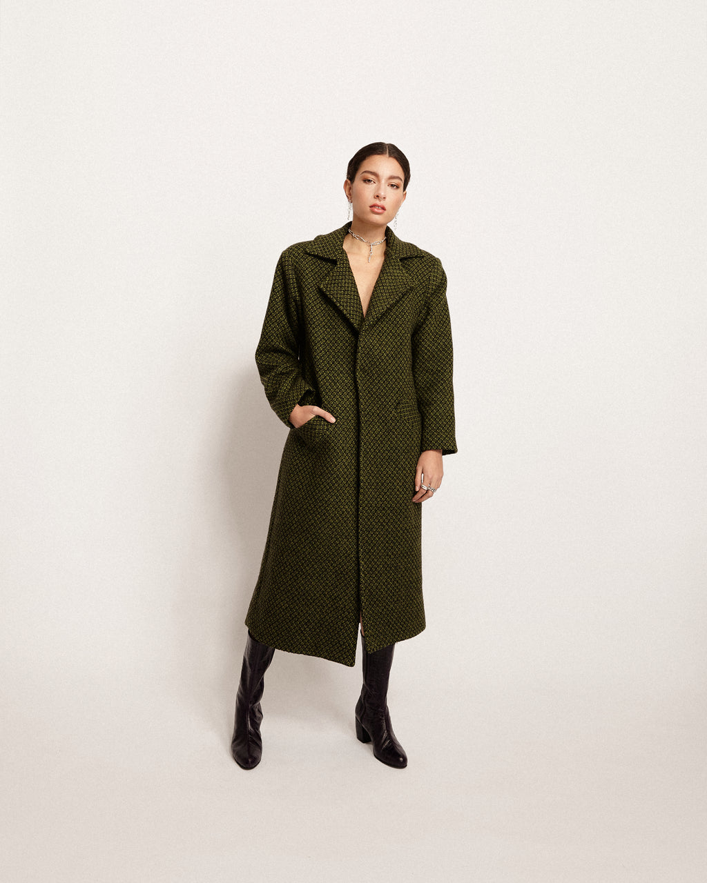 Abrigo Rosie paño de lana verde